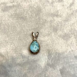 Larimar and Amber Double Sided Pendant